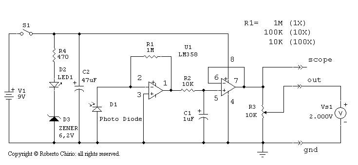 Schema elettrico Luxmetro Luxmeter